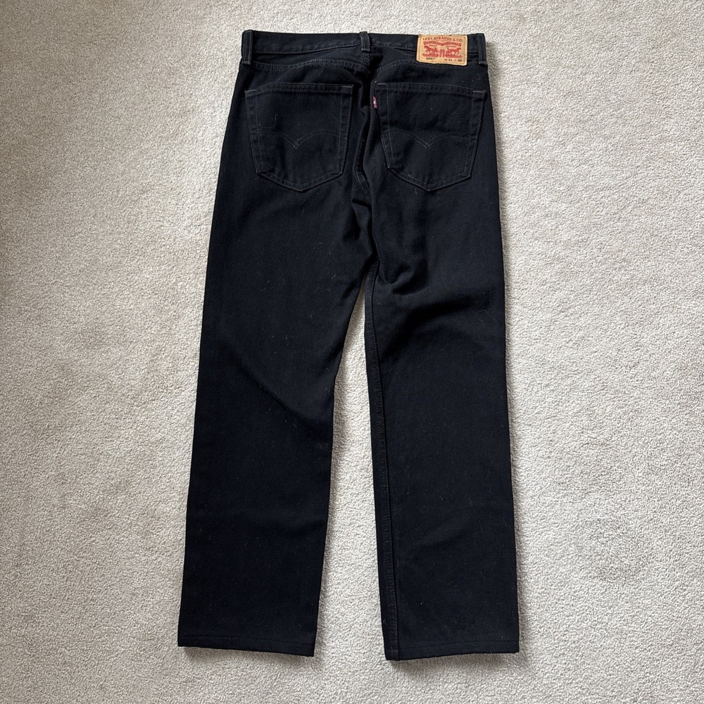 Levis Jeans Mens 31x30 (Fits 31x27) Black 505 Straight Leg Classic - Picture 2 of 10